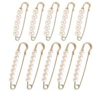 Gold Safety Pins with Pearls - 10Pcs Heavy Duty Decorative Pins - Classic and Elegant Gold Pearl Pin for Clothes, Sweaters, Shawls & Skirts (2 Sizes)