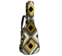 Gold Sage Green Grey and Black Diamonds Acoustic Guitar Bag Thick Padded, Waterproof Guitar Gig Bag for 40 41 42 Inch Guitars