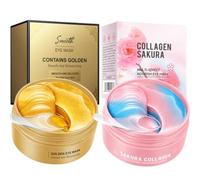 Gold & Sakura Collagen Eye Masks Set, Hydrogel Under Eye Patches, 60 Pairs