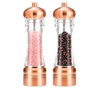 Gold Salt And Pepper Grinder Set,8 Inch Acrylic Elegant Salt Shaker Mill Set,Adjustable Coarseness,2 Pack
