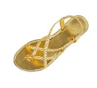 Gold Sandals for Women Uk Summer Beach Casual Peep Toe Roman Flat Sandals Comfortable Lightweight Womens Shoes Ankle Strap Walking Slides Loose Fit Solid Color Ladies Shoes Size 4.5
