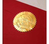 Gold Santa Sticker Foil Embossed Seal - Pack of 5 - Official North Pole Stickers Post Office Label for Santa Claus Elf Mail Xmas Delivery from Santa Claus