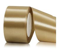 Gold Satin Ribbon 2 Inch x 25 Yards, Satin Fabric Gold Ribbon for Gift Wrapping, Flower Bouquets, Bows Making, Wreaths, Chair Sash, Christmas and Wedding Party