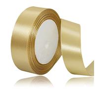 Gold Satin Ribbon 25mm x 23 Meters, Solid Color Fabric Present Ribbon for Crafting, Gift Wrapping, Bows Making, Floral Arrangement, DIY Sewing Projects, Bridal Bouquet and Festival Decoration