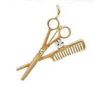 Gold Scissor Comb Brooch Pin Bling Rhinestone Crystal Diamante Hairdressers Gift Fancy Dress Vintage Style Costume Jewellery Women Girls Mens