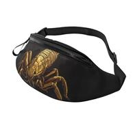 gold scorpion Fanny Pack for Men Women, Waterproof Sports Waist Bag Fashion Belt Bag Crossbody Bags Hip Bum Bag with Adjustable Strap Large Sling Bag Purse for Travel Hiking