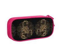 Gold Scorpion Large Capacity Double Layer Pencil Case,Customizable Full Print Polyester Fabric Organizer-School, Office, Travel Makeup Pouch