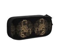 Gold Scorpion Large Capacity Double Layer Pencil Case,Customizable Full Print Polyester Fabric Organizer-School, Office, Travel Makeup Pouch