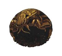 gold scorpion Shower Cap for Women Men, Adjustable Reusable Shower Bonnet Double Layer Waterproof Bath Caps, EVA Lining, Elastic Band Hair Cap for All Hair Lengths