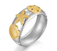 Gold Seashell Bangle Bracelet for Women Chunky Gold Silver Cuff Bracelet Beach Starfish Shell Statement Jewelry