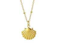 Gold seashell, turtle, and starfish pendant necklace, stainless steel, simple and stylish seashell beach look, suitable for any occasion or everyday wear, 1 piece. (shell)