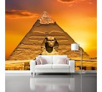 Gold Self-Adhesive Wallpaper Mural, Traditional Style Pyramids Sphinx Patterned Wall Decor for Living Room Bedroom, Home Decoration Wall Stickers for Teen Kids Bedroom Playroom 400 x 280 cm