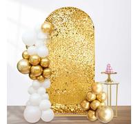 Gold Sequin Arch Backdrop Cover: Big Payette Sequin Arch Cover 6FT Sparkly Backdrop Covers for Party Wedding Banquet