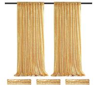 Gold Sequin Backdrop Curtain Drapes - Glitter Gold Curtains 6 Pieces 2ftx8ft Wedding Background Party Stage Birthday Decorations