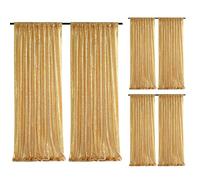 Gold Sequin Backdrop Curtains 2ftx8ft Glitter Party Backdrop 6 Pieces Sparkly Fabric Curtains for Wedding Stage Background Decorations Christmas Party Decoration