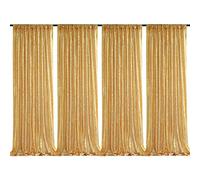 Gold Sequin Backdrop Drapes 4 Panels 2FTx8FT Glitter Backdrop Curtains