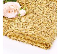 Gold Sequin Fabric by The Yard 2 Yards Stretch Velvet Sequin Cloth Thick Velvet Fabric Sewing Fabric for Fashion Crafts Costumes Dress Making Bridal Clothes Gowns