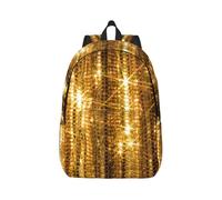 Gold Sequin Glossy Canvas Backpack Laptop Travel Bag, Water Protection And Ergonomic Straps For Business Work For College, Black, S