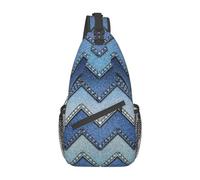 Gold Sequin Glossy Stylish Oblique Chest Backpack Leisure Backpack Small Bag for Travel Work Casual, Gradient Blue Denim, Rozmiar uniwersalny
