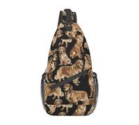 Gold Sequin Glossy Stylish Oblique Chest Backpack Leisure Backpack Small Bag for Travel Work Casual, Golden Retriever, Rozmiar uniwersalny