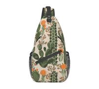 Gold Sequin Glossy Stylish Oblique Chest Backpack Leisure Backpack Small Bag for Travel Work Casual, Green Cactus, Rozmiar uniwersalny