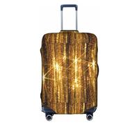 Gold Sequin Glossy Suitcase Cover Elastic Washable Luggage Cover Scratch Protector Multiple Sizes, White, Large