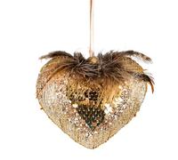 Gold Sequin Heart 10cm - Christmas Tree Hanging Decorations Festive Decorative Ornaments Fairy Tale Themed Xmas Tree Pendant