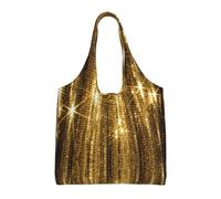 Gold Sequin Sparkle Aesthetic Tote Bag For Girls : With Full-Page Printing For Women Lady Canvas Polyester Tote Bag