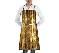 Gold Sequin Sparkle Aprons, Unisex Cooking Apron Bib Apron With Pockets For Home Kitchen Restaurant Bbq Baking