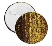 Gold Sequin Sparkle Badge Metal Round Pins, Lightweight Brooch for Backpack, Fashion Button Pins Badge for Shirts, Jackets, Shawl Coat, Unisex, 12PCS, Tinplate, metal round pins