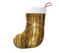 Gold Sequin Sparkle Christmas Stocking 17.7", Festive Hanging Sock for Fireplace Mantel, Holiday Decorations