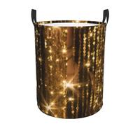 Gold Sequin Sparkle Circular Laundry Hamper Foldable With Handle - Durable And Waterproof Oxford Cloth Laundry Basket, Compact And Fashionable For Kitchen, Living Room, Bathroom, Etc.