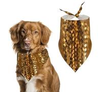 Gold Sequin Sparkle Dog Bandana Triangle Dog Scarf Washable Polyester Dog Bibs Cute Pet Bandana for Medium Large Dogs Puppy and Cats