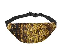 Gold Sequin Sparkle Fanny Pack for Men Women Crossbody Waist Bag Everywhere Belt Bag Wallet Hip Bum Bag with Adjustable Strap Casual Chest Bag for Outdoor Hiking Cycling, Black, One Size