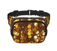 Gold Sequin Sparkle Fanny Pack For Women Waterproof Adjustable Belt Bags Waist Pack Fashion Casual Crossbody Bags Bum Bag For Running Workout Hiking Traveling, Black, One Size