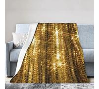 Gold Sequin Sparkle Fleece Super Soft Blanket, Lightweight Warm Microfiber Plush Blanket for Bed Sofa Living Room