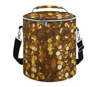 Gold Sequin Sparkle Insulated Cooler Bag, Collapsible & Leakproof Lunch Bag, Large Capacity Cooler for Picnic Travel Camping