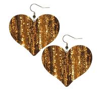 Gold Sequin Sparkle Leather Earrings for Women Heart Dangle Earrings Lightweight Drop Earring Jewelry Gift, One Size, Silver, No Gemstone