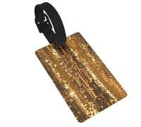 Gold Sequin Sparkle Luggage Tag PVC Travel Bag Tag with Strap ID Card Label for Suitcase Backpack Carry On Baggage Identifier