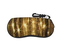 Gold Sequin Sparkle Portable Zipper Eyeglasses Case, Sunglasses Case Box Protector For Men & Women Or Children