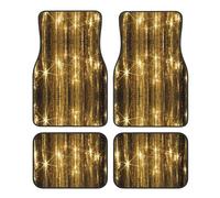 Gold Sequin Sparkle Print Car Foot Mat Four-Piece Set Full Set With Non-Slip Rubber Backing