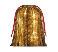 Gold Sequin Sparkle Print Drawstring Gift Bags For Christmas,Holiday Party Gift Wrapping Bag Assorted Sizes