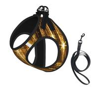 Gold Sequin Sparkle Print Pet Leash Vest Soft Adjustable Step in Puppy Vest Outdoor Walking with Leash