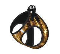 Gold Sequin Sparkle Print Pet Leash Vest Soft Adjustable Step in Puppy Vest Outdoor Walking with Leash