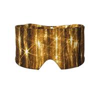 Gold Sequin Sparkle Print Sleep Eye and Ear Muffs Mask - Adjustable Yoga Travel Headband, Keep Warm Shading Comfortable Aid