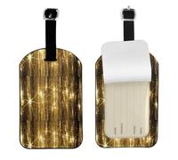 Gold Sequin Sparkle Printed Leather Luggage Tag, Durable Baggage Identifier, Soft PU ID Label, for Business Travel