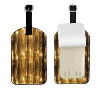Gold Sequin Sparkle Printed Leather Luggage Tag, Durable Baggage Identifier, Soft PU ID Label, for Business Travel