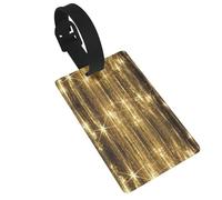 Gold Sequin Sparkle Printed Luggage Tags with Wrist Strap,Name Id Label for Suitcase,Airplane Travel Essentials