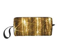Gold Sequin Sparkle Prints Travel Makeup Bag Makeup Pouch, Portable Simple Zippered Makeup Organizer Case for Women