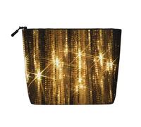 Gold Sequin Sparkle Versatile Travel Toiletry Bag - Fake Hemp Makeup Bag for Multi-use - Cosmetic Accessories Organizer